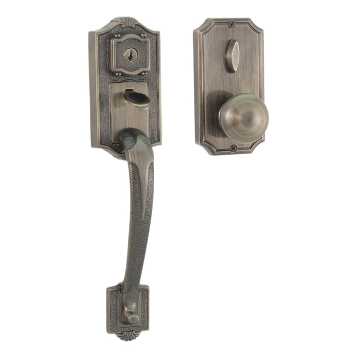 Colonial 1400 Series Handleset with Impresa knob - Deadbolt Keyed One Side