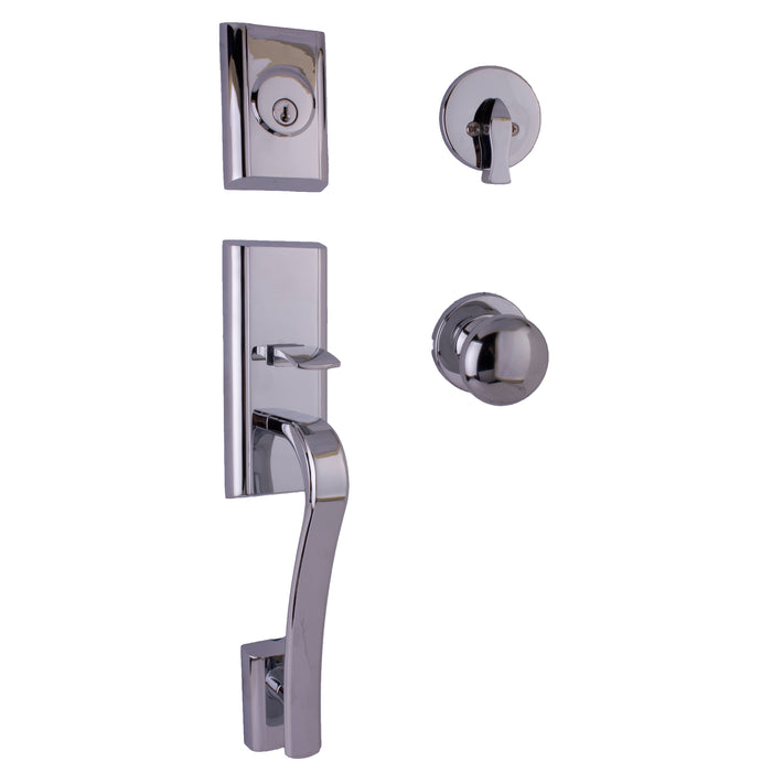 Moderne Handleset with Impresa Knob - Deadbolt Keyed One Side