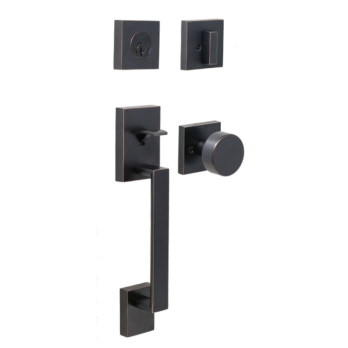 Brookside Handleset with Mesa Knob - Deadbolt Keyed One Side