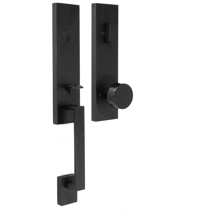 Leighton Handleset with Mesa Knob - Deadbolt Keyed One Side