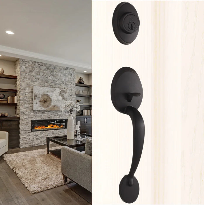 Hillcrest Handleset with New Haven Lever - Keyed One Side