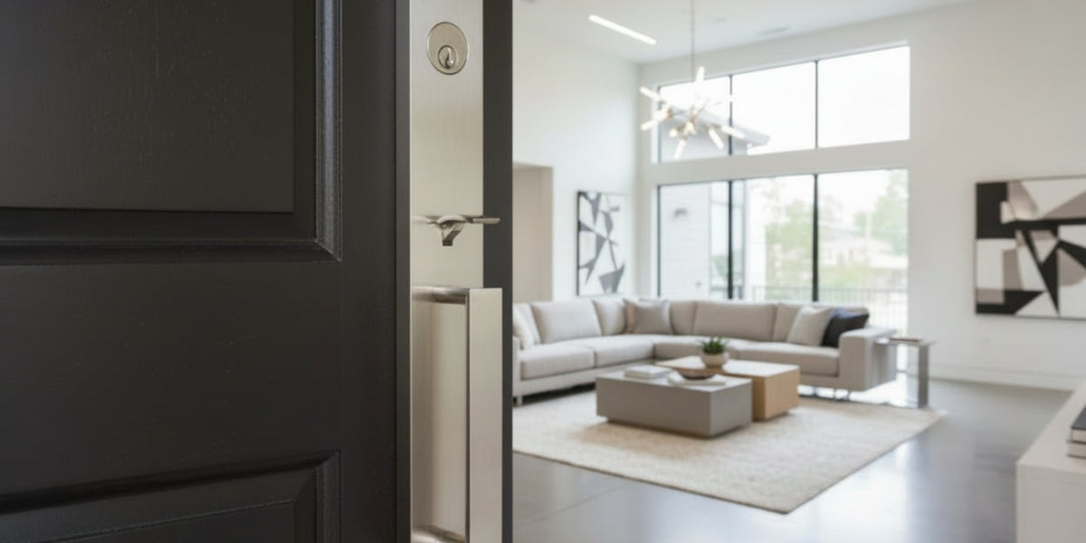 Xanthis Handleset with Philtower Lever - Deadbolt Keyed One Side