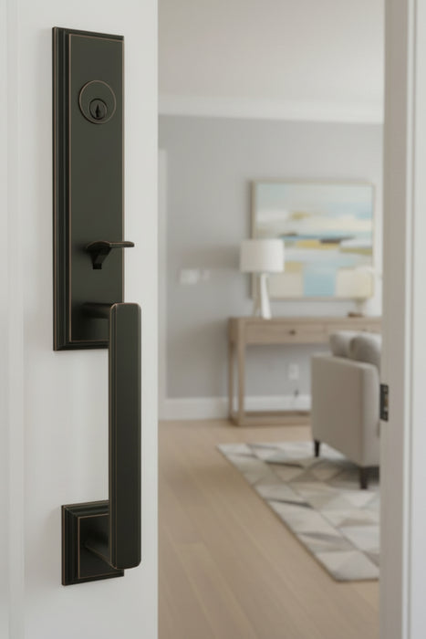 Woodward Handleset with Impresa Knob - Deadbolt Keyed One Side