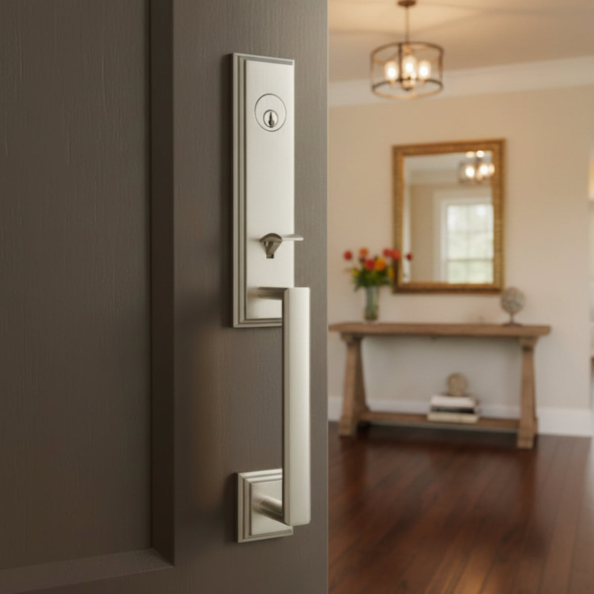Woodward Handleset with Impresa Knob - Deadbolt Keyed One Side