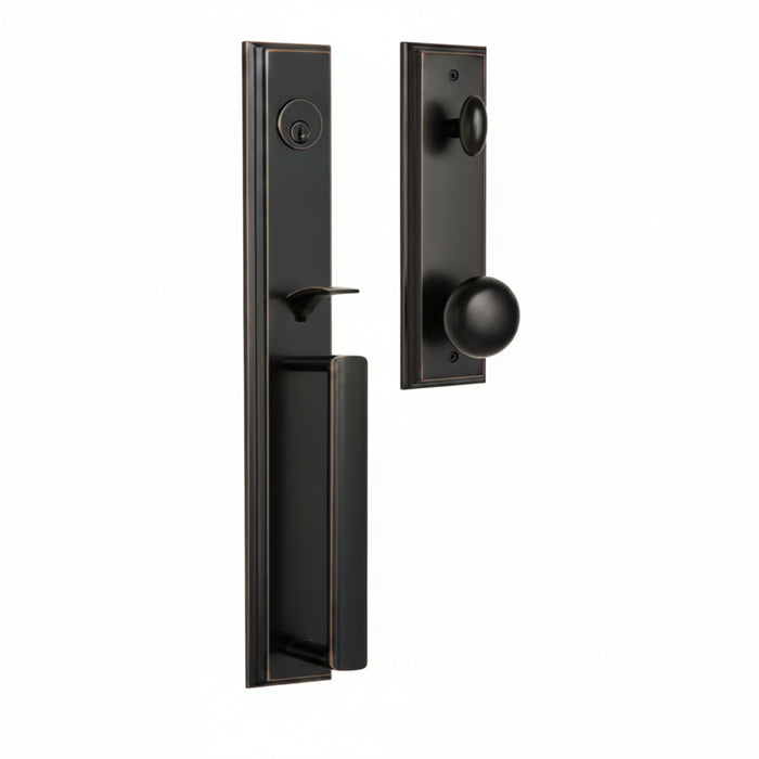 Belmont Handleset with Impresa Knob - Deadbolt Keyed One Side Belmont Handleset with Impresa Knob - Deadbolt Keyed One Side