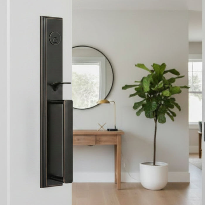 Belmont Handleset with Impresa Knob - Deadbolt Keyed One Side
