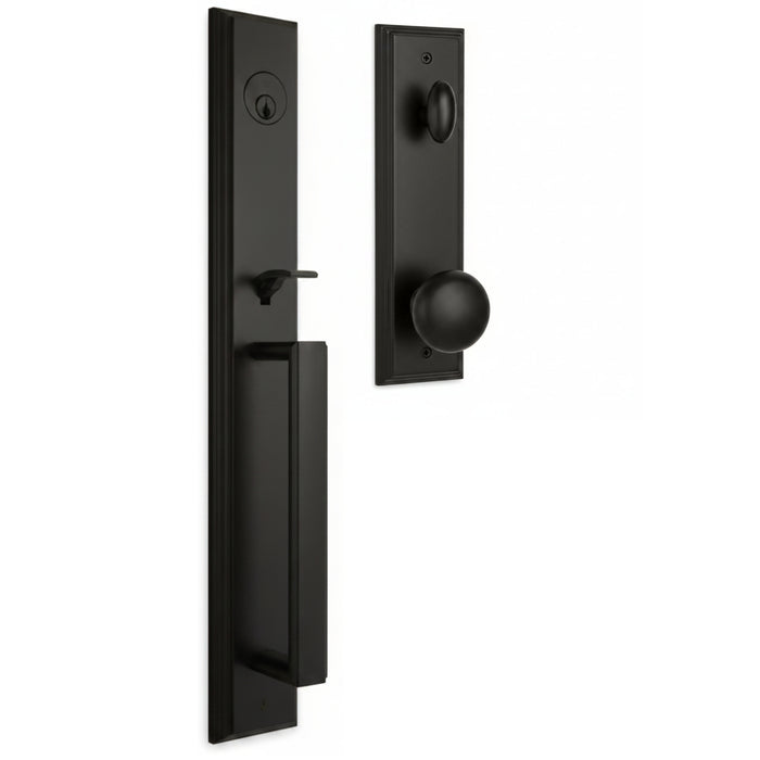 Belmont Handleset with Impresa Knob - Deadbolt Keyed One Side