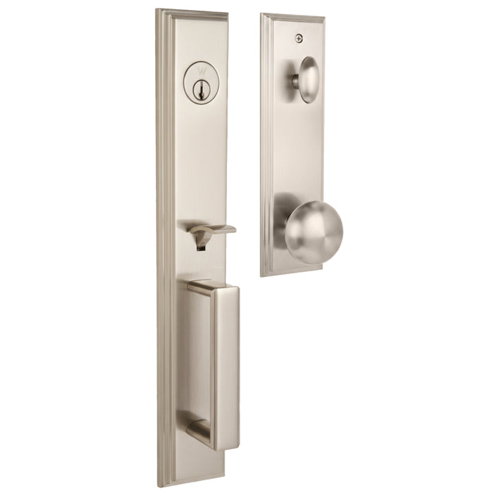 Belmont Handleset with Impresa Knob - Deadbolt Keyed One Side