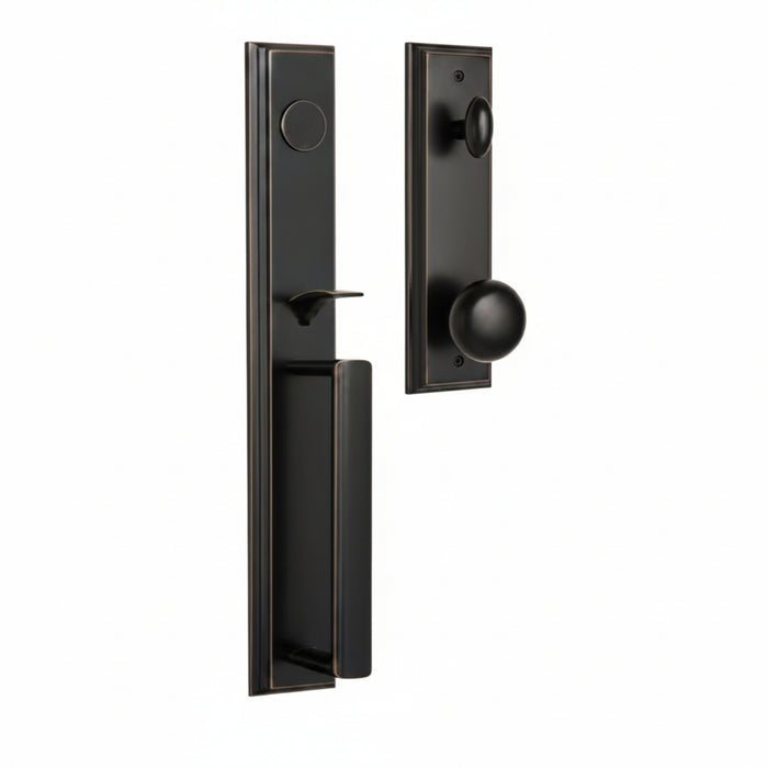 Belmont Handleset with Impresa Knob - Deadbolt Keyed One Side