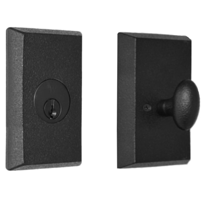 Molten Bronze Square Single Cylinder Deadbolt - Keyed One Side