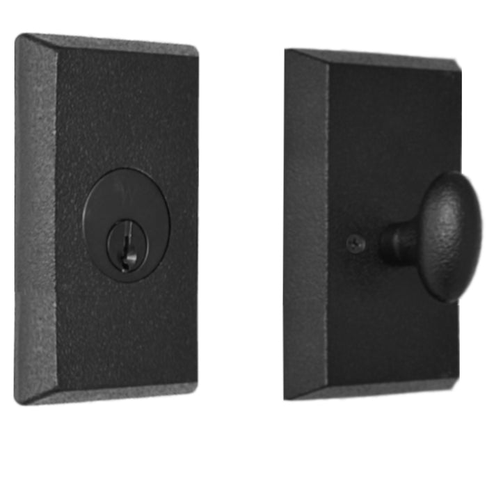 Molten Bronze Square Single Cylinder Deadbolt - Keyed One Side