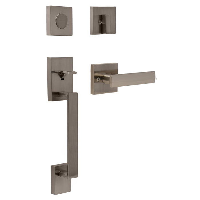 Brookside Handleset with Utica Lever - Deadbolt Keyed One Side