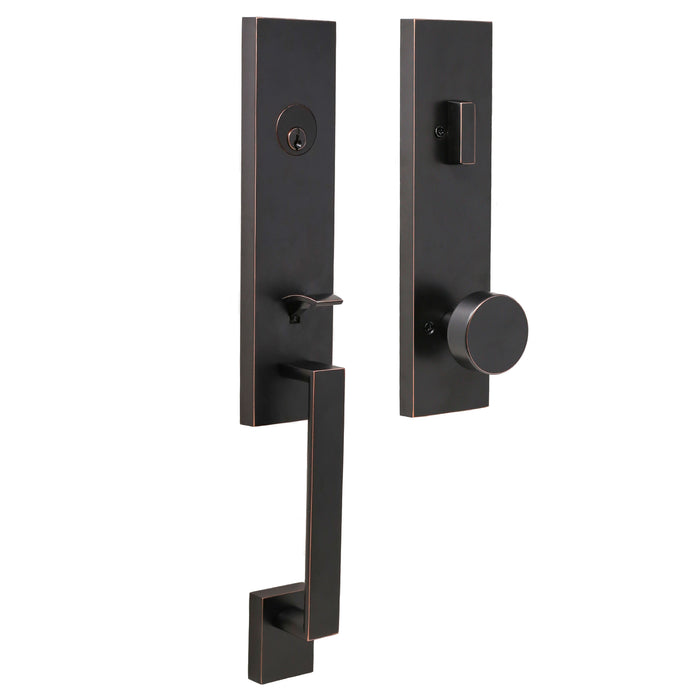 Leighton Handleset with Mesa Knob - Deadbolt Keyed One Side