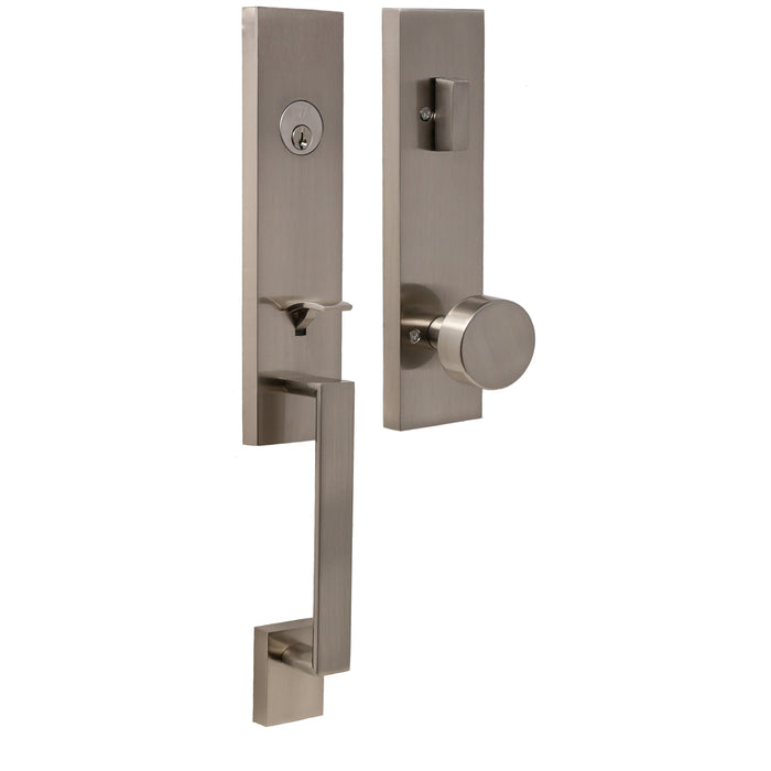 Leighton Handleset with Mesa Knob - Deadbolt Keyed One Side