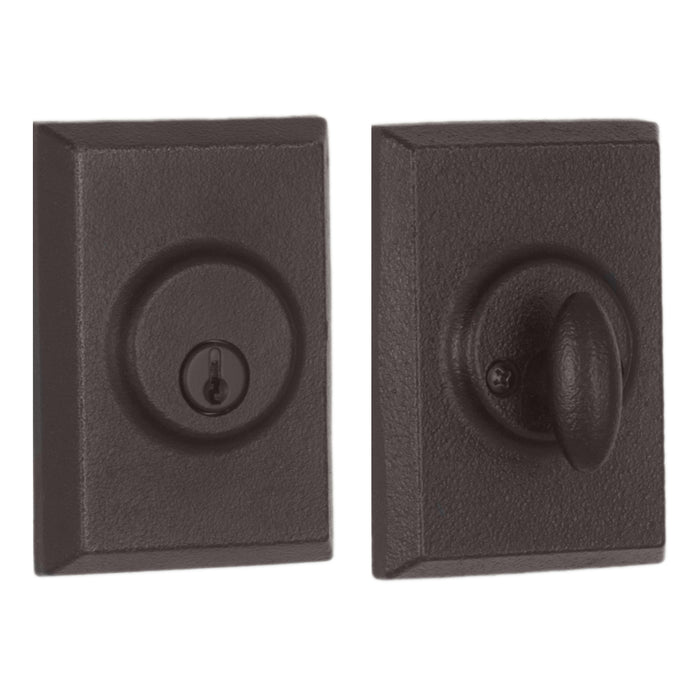 Molten Bronze Square Single Cylinder Deadbolt - Keyed One Side