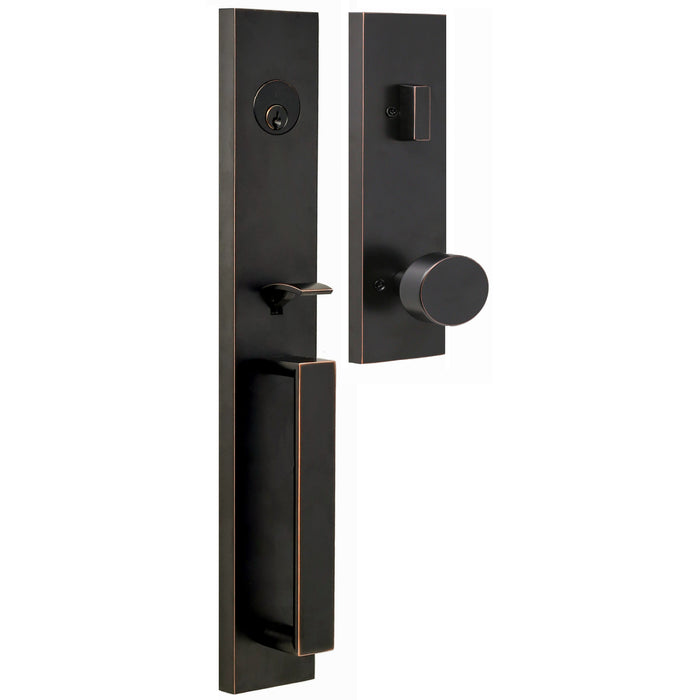 Xanthis Handleset with Mesa Knob - Deadbolt Keyed One Side