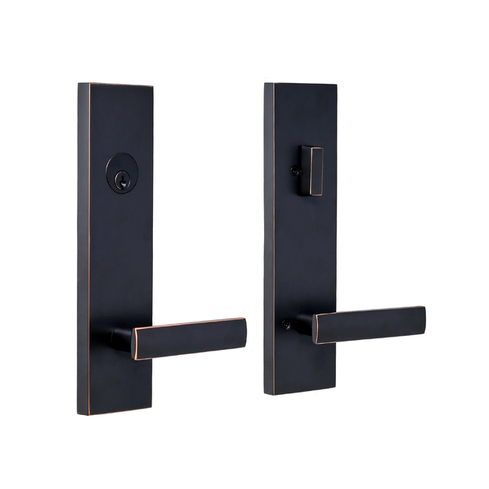 Addy Handleset with Utica Lever - Deadbolt Keyed One Side